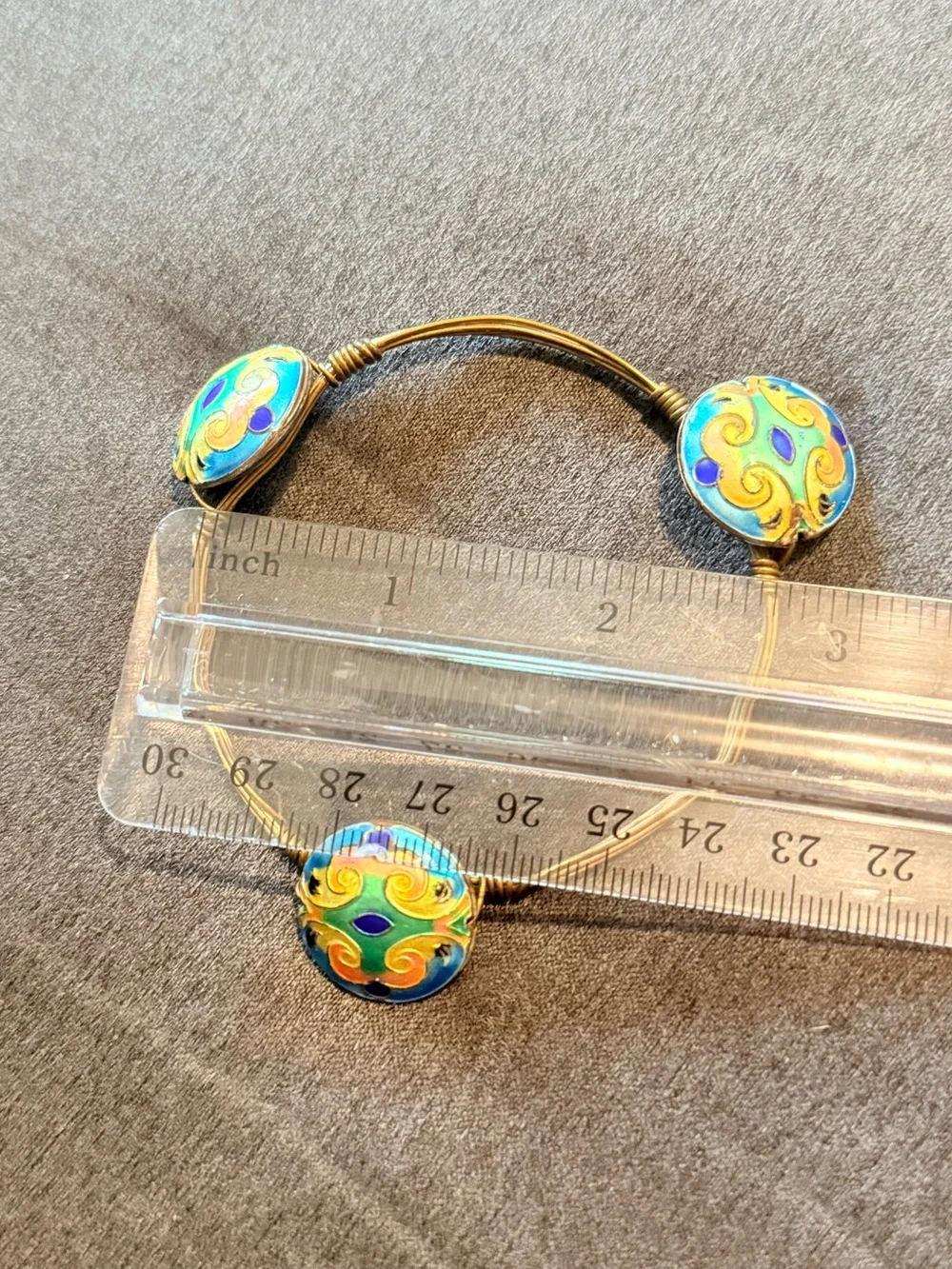 NWT Vibrant Handmade Cloisonné Accent Bronze Wrapped Wire Bangle Bracelet